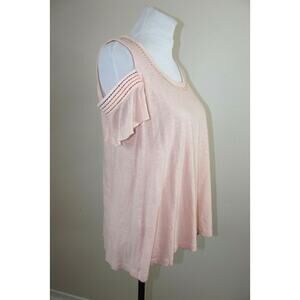 AKEMI + KIN Womens Cold Shoulder SHIRT - Size SMALL - Pink Short Sleeve Top